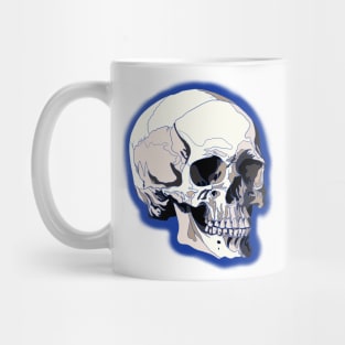 Skull design with blue lines and background Mug